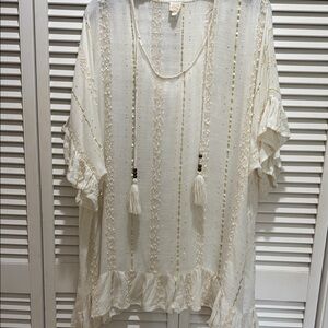 Surf Gypsy Cream Tassel Ruffle Coverup